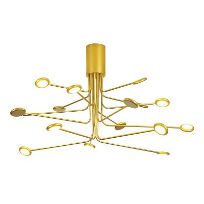 China New 12 16 20 Heads Luxury Brass Gold LED Chandaliers Modern Pendant Lights For Bedroom Living Room for sale