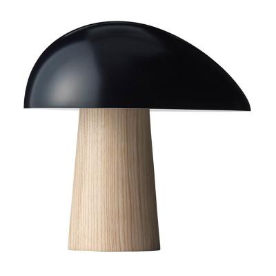 China Small mini shade Art Table Nordic black white wood base hotel home LED mushroom shape table lamp for sale