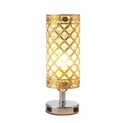 China Nordic East Asian Dimmable USB Luxury Bedside Charging Left Crystal Table Lamp Touch Control Hotel for sale