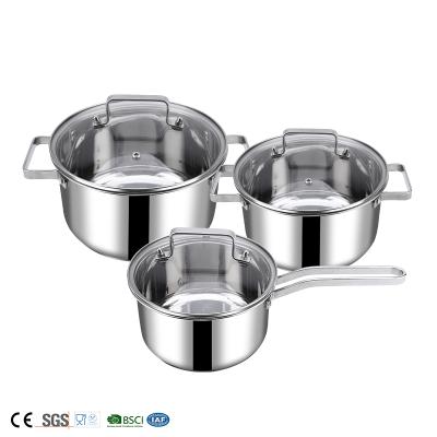 China Stocked 2021 6 Pcs Stainless Steel Cookingware Sets Casserole Kitchenware Ollas Cookware Sets Cooking Pot Set for sale