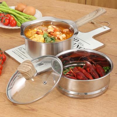 China Sustainable Home Kitchen Stainless Steel Pot Cookware Set Steam Pot With Glass Lid for sale