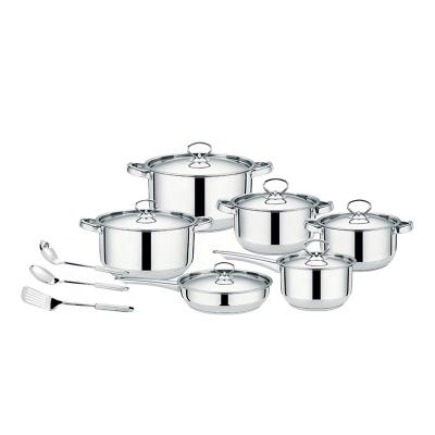 China Wholesale 15Pcs 6Kg Sus 410 Stainless Steel Ollas Pan Stocked Cooking Pots Double Bottom Cookware Sets for sale