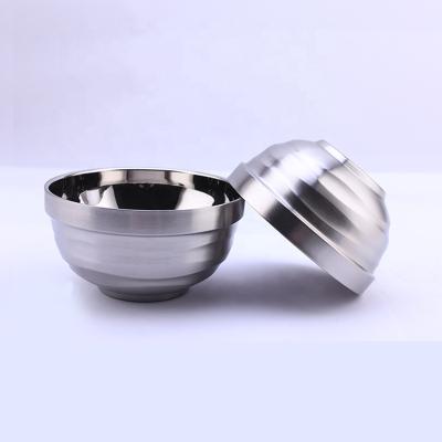 China Sustainable Tableware Corrugated 304 Stainless Steel Egg Salad Bowl Round Shape Mixing Bowl zu verkaufen