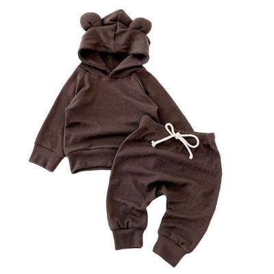 China Cute Kids Breathable Clothing Kids Wear Suits With Hats And Two-Pieces For Fall Ages 2-10 Boys And Girls for sale