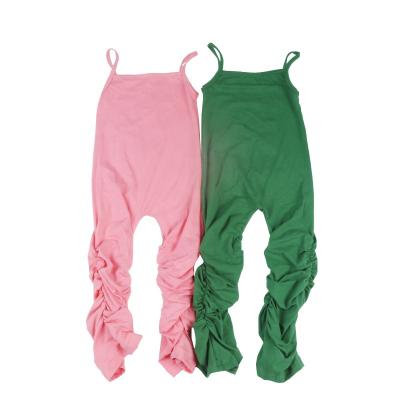 China Anti-Shrink Babies Stacked Overalls Cotton Solid One Piece Stacked Clothes Girls Romper Summer Baby Overalls for sale