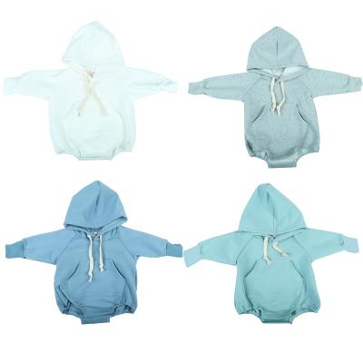 China Newborn Simple Solid Cotton Long Sleeves Newborn Baby Hoodies Velor Baby Clothes Kids Clothing Natural Cloth Thick Baby Romper for sale