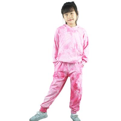 China Wholesale Vintage Babies Wear Casual Hooded Costumes Baby Two Piece Set Tie Dye Outfits for sale