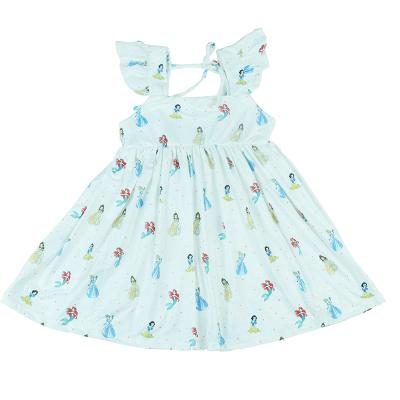 China Spring Summer Washable Toddler Girl Princess Skirt Cartoon Print Sleeveless Dress For Babies 2-12 Years Old for sale