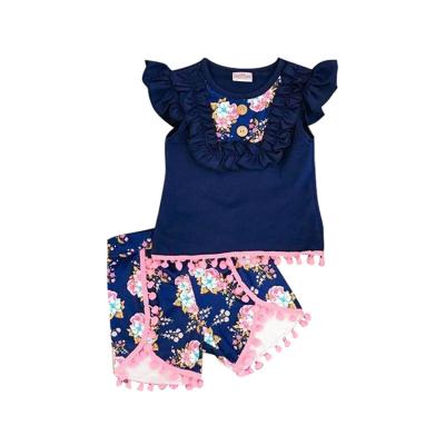 China Breathable Summer Baby Clothing Set Short Sleeve Top And Shorts Summer 2 Piece Set Girls Outfits for sale