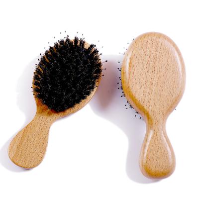 China Mini Baby Hair Brush Natural Waterproof Wholesale Beech Bristle Hair Brush Wooden Bamboo Eco-friendly Hair Brush for sale