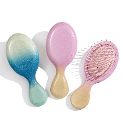 China Private Label Waterproof Custom Hairbrush For Kids Small Travel Nylon Bristle Hair Combs And Brushes Two Colors Bling Brushes For Gift for sale