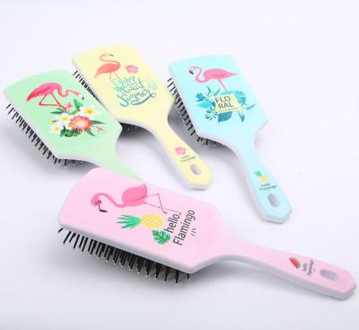 China Waterproof Professional Flamingo Brush Supplier Floral Kids Wet Comb Hairbrush Wet Hair Brush for sale