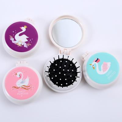 China Good quality waterproof and mini hair brush floding round hair brush with mirror for sale