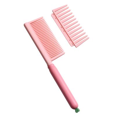 China Home Cute Rubber Hair Comb Handle Painting Carrot Wide Tooth and Narrow Tooth Pink Comb Hair Straightener and Detangling Comb for sale