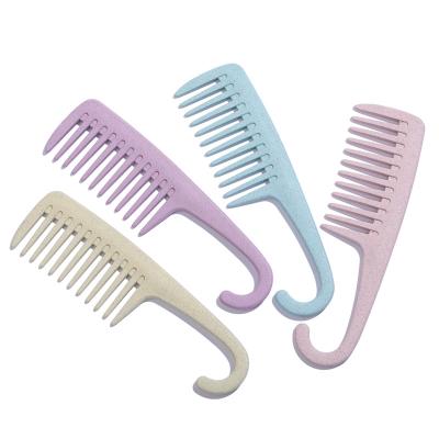 China Large Tooth Hook Comfortable Professional Plastic Wide Comb Salon Custom Colored Hanging Comb for sale