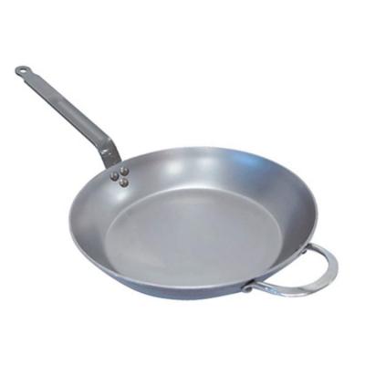 China Wholesale Viable 3.0mm Thickness Carbon Steel Silver Frying Pan With Steel Riveted Handle for sale