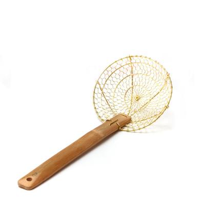 China Handmade Brass Wire Skimmer Asian Kitchen Utensils Spider With Bamboo Handle for sale