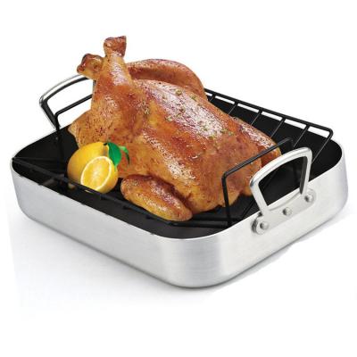 China Sustainable Wholesale Restaurant Cookware Rotisserie Pan With Hard Anodized Exterior Non-Stick Kitchen Cooking for sale