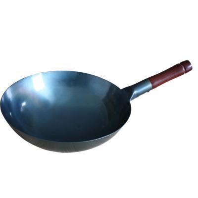 China Viable Hot Selling Large Carbon Steel Chinese Non-Stick Wok 36 Pan Wok With Wooden Handle Large Wok for sale