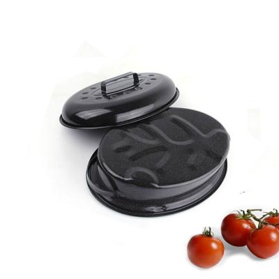 China Applied in Oven Roasting Pan Nonstick Oval Nonstick Carbon Steel Roasting Pans Roasting Pan Wholesale Nonstick Home Cookware Black for sale