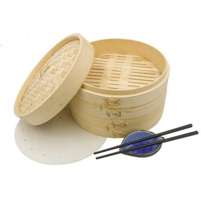 China Chinese Large Dim Sum Bamboo Steamer Viable Mini Bambu Basket Cooker 30cm 10 Inch Sweet Corn Steamer for sale