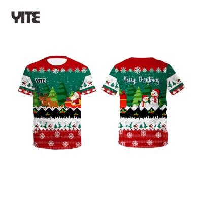 China Custom High Quality Digital Printing Christmas 3D T-shirt Short Sleeve T-shirt Full Print Anti-shrink Cool Boys T-shirt for sale