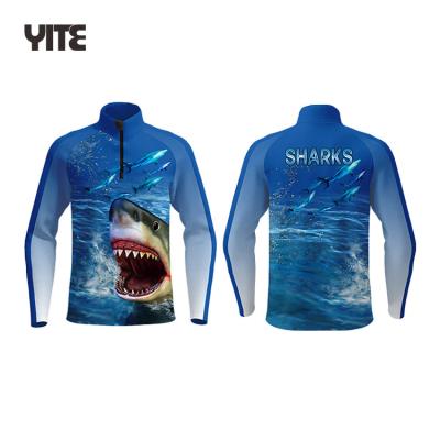 China YITE 100% Polyester Antibacterial Custom Sublimation Print Quick Dry Fishing Wears Clothes Custom Fishing Shirt for sale