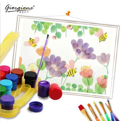 China Nox-toxic Water Based Paint 12 Colors Set Non-Toxic Kids Drawing Finger Paint Children For Baby for sale