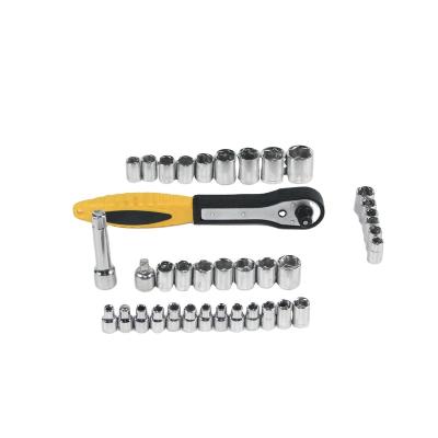 China HEX 40 Pieces Professional Car Repair Tools HEX Variable DIN 3124 300sets Range Ratchet Wrench Mechanic Socket Tool Kit DIY Chrome for sale