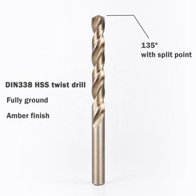 China Make Hole 1-25mm Fully Ground Shank DIN338 Straight Shank HSS Twist Drill Bit For Drilling Stainless Steel And Aluminum for sale