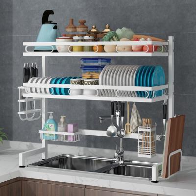 China Sustainable 1/2 tier dish rack kitchen organizer over the sink dish drying rack  kitchen countertop storage holders & racks for sale