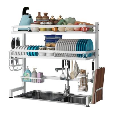 China Sustainable Household Storage Racks Stainless Steel Kitchen Dish Drying Rack Drainer over Kitchen Sink for sale