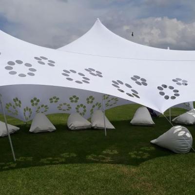 China Water Render High Weight Fabric Professional Designer Marquee Stretch Shade Waterproof Tent With Holes For Resistant Part for sale