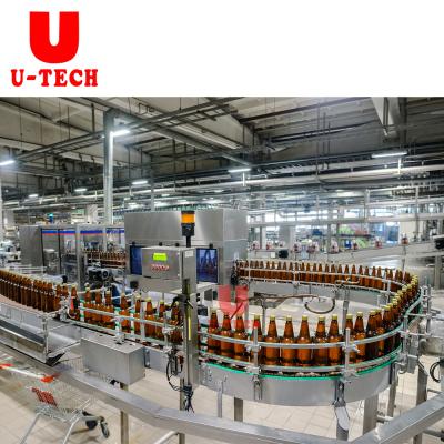 China Turnkey Fully Automatic Beer Washing Beverage Glass Bottle Filling Capping Machine Maker Line for sale