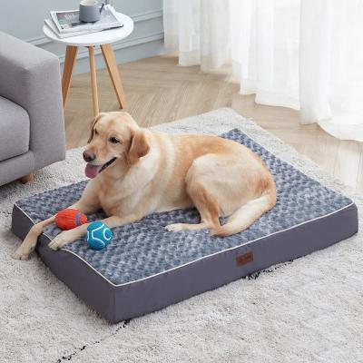 China Large Dog Mattress Pad Plush Memory Foam Viable Orthopedic Dog Bed Cushion with Cooling Gel and Waterproof Lining for sale