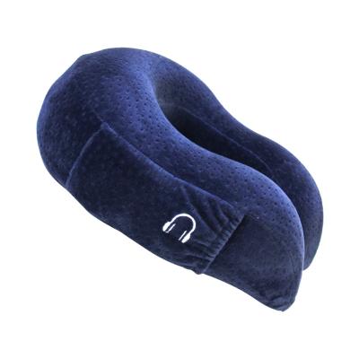 China Comfortable Anti-Apnea U Shape Memory Foam Neck Rest Pillow For Travel With Velvet Cover CV8020 for sale