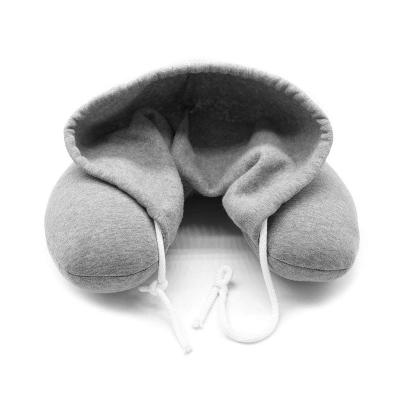 China Anti-Apnea U Shape Memory Foam Hoodie Neck Pillow With Hood for sale