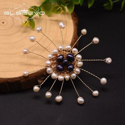 China Wholesale Original Natural Water Pearl ALLOY Design Handmade Flower Brooch Round for sale