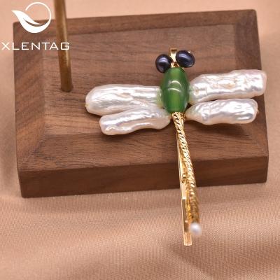 China Pure Green Dragonfly Shape Natural Pearl Jade Hair Accessories Hairpin Personalized Unique Gifts Jewelry for sale