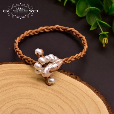 China Ethnic Natural Water Pearl Leather Bracelet For Women Girl Lover's Gift Party Bracelet for sale