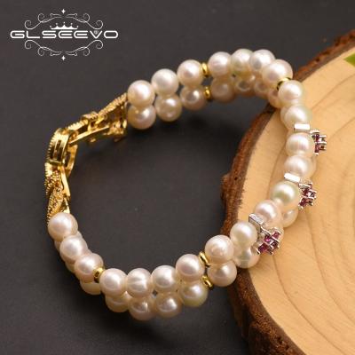 China 925 Sterling Silver Bracelet For Women Ethnic Minimalist Luxury Water White Pearl Bracelet Wedding Party for sale