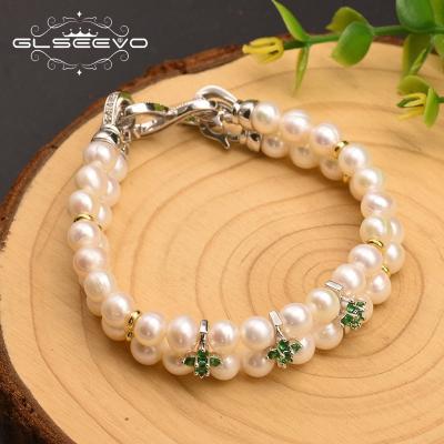 China CLASSIC 925 Sterling Silver Multilayer Bracelet For Women Women Handmade Water Pearl White Bracelet for sale