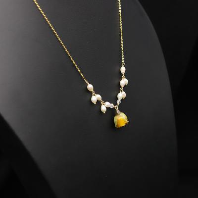 China Long even necklace copper gold plated jewelry new sweater necklace natural pearl ethnic simple necklace for sale