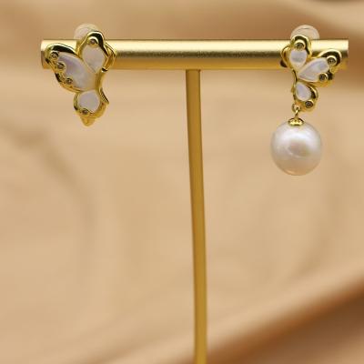 China Fashion Style 925 Sterling Silver Natural Freshwater Pearl Earrings Ethnic Hot Selling Woman for sale