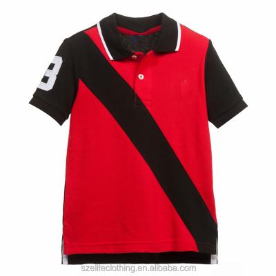 China Cheap Custom Anti-pilling Children's Clothing Black And Red Cotton Polo Shirt for sale