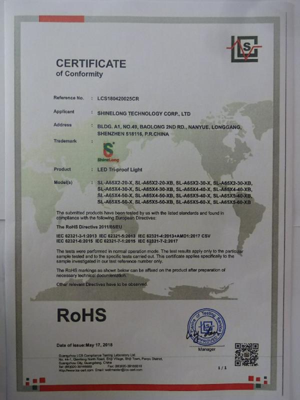 RoHS - Shenzhen Shinelong Technology Corp., Ltd.