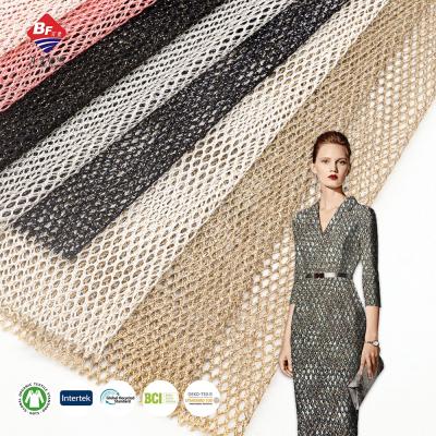 China Factory Luxury Material Eyelet Breathable Metallic Nylon Fabric For Women Dress Garment Clothing for sale