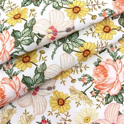 China 2022 fashion organic cotton sateen fabric floral print 100% silk cotton fabric for dress for sale