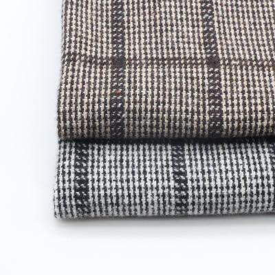 China Organic Custom Yarn Dyed Cheap 100% Brushed Wool Tweed Polyester Woven Fabric For Coat for sale