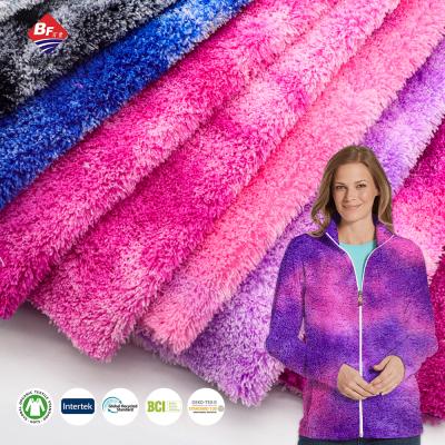 China Hot Selling Memory 100% Polyester Bond Dye Fabric Sherpa Fleece Fabric For Women Clothing for sale